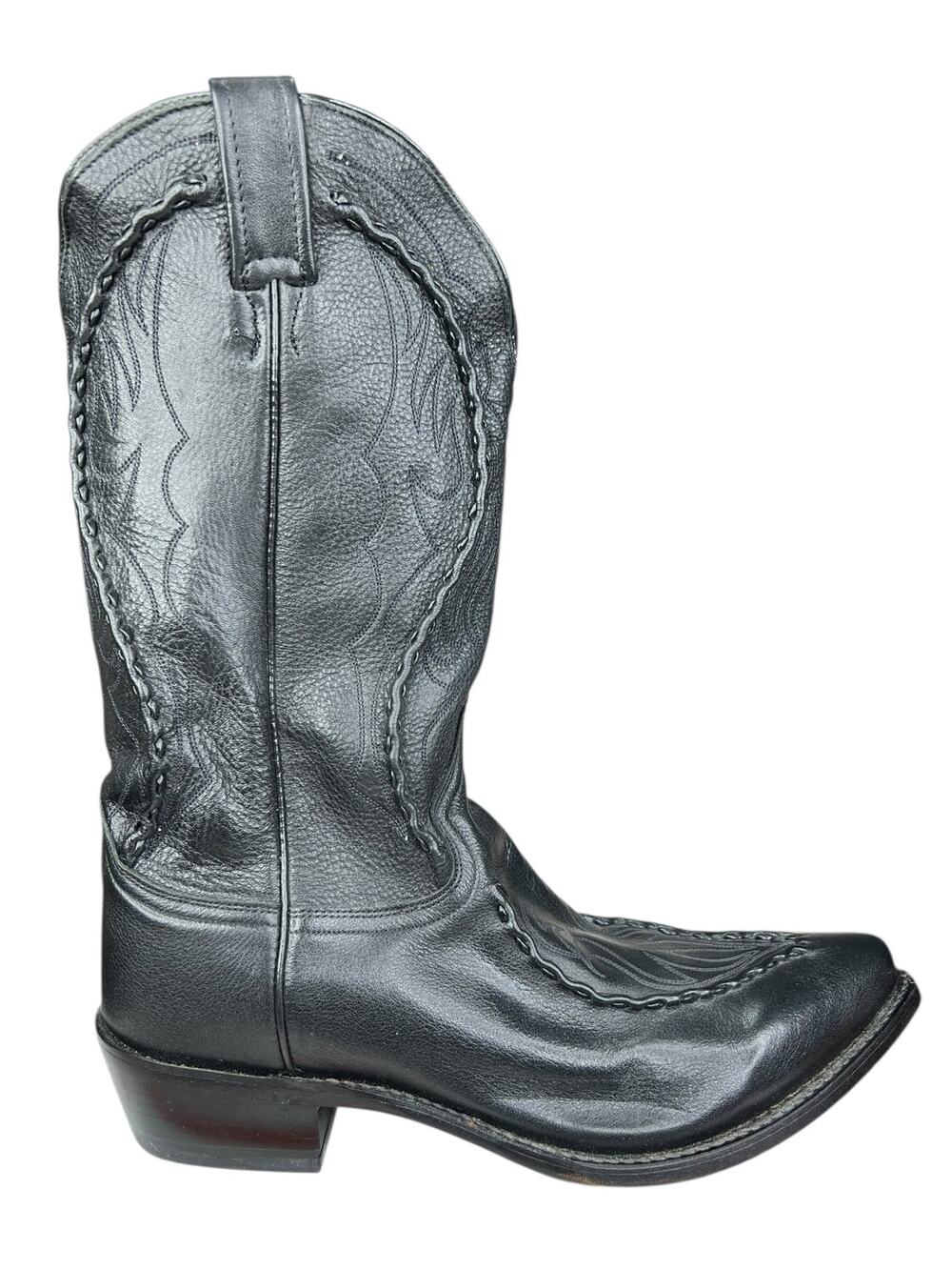 Vintage Dan Post Men’s Albany Bucklace Black Leather Cowboy Boots Size US 12 D